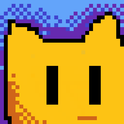 A random pixel art that looks somewhat like a cartoon cat.